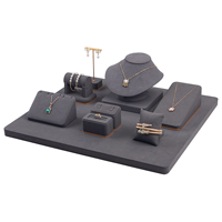 Ensemble de présentoirs à bijoux en microfibre de luxe de couleur personnalisée CHEN LU, collier, boucles d'oreilles, bague, bracelet, présentoir pour magasin de détail, OEM