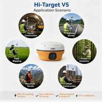 Receptor GNSS GPS RTK de Doble Cámara Hi Target V5 con 1408 Canales, Clasificación IP68, Instrumento de Topografía