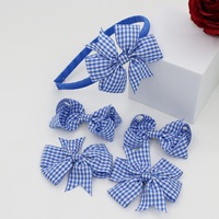 Accessoires de mode pour filles : Ensemble de 5 bandeaux à nœuds écossais style britannique et pinces à cheveux florales style princesse