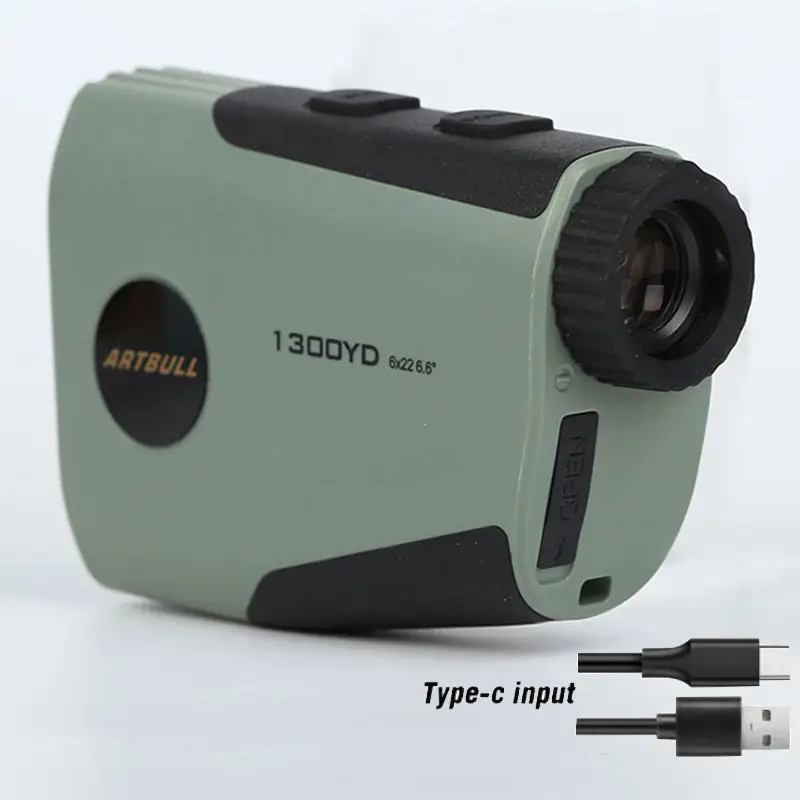 Telemetro Laser Golf caccia USB tipo-C telescopio da cantiere 1300 ricaricabile con blocco bandiera misuratore di distanza di vibrazione