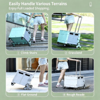 Chariots à poignée Jielai, chariots pliants utilitaires, poussettes pour animaux de compagnie, chariots de rangement en plastique, chariots de marché, de camping, de courses, 4 ou 8 roues