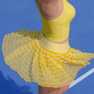 Aoyema mujeres ropa deportiva moda Fitness Yoga falda con pantalones de seguridad bádminton Jersey nueva malla Sexy Pickle Ball falda de tenis - Product Image 3