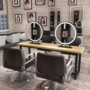 Équipement et mobilier de salon de beauté, stations de barbier double face, miroir de <span class=keywords><strong>coiffure</strong></span> avec lumières - Product Image 3