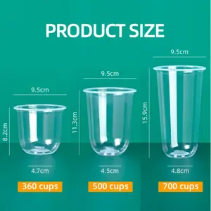 Custom Disposable Bubble Boba Tea Cup 95U-shaped Plastic Cup