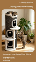 Arbre à chat cylindrique multi-niveaux avec griffoir en corde de sisal, maisonnette, grotte et lit pour chat d'intérieur, mobilier pour animaux de compagnie, en gros