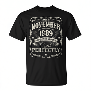 Camiseta vintage de cumpleaños de noviembre de 1989 con diseño de leyenda envejecida perfectamente. - Product Image 2