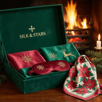 Coffret cadeau de Noël haut de gamme en soie, logo personnalisé, ensemble de sommeil de luxe 100% soie de mûrier, impression numérique, cadeaux d'entreprise, fêtes