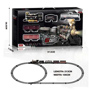 Classical toy model of simulated retro steam train alloy intelligent electric light music smoking rail car