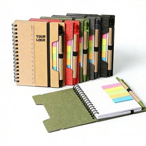 Wholesale Custom Logo <b>Mini</b> <b>Notebook</b> with Spiral Binding Kraft Paper Cover and Memo Sticky Notepad Includes Pen - Product Image 1