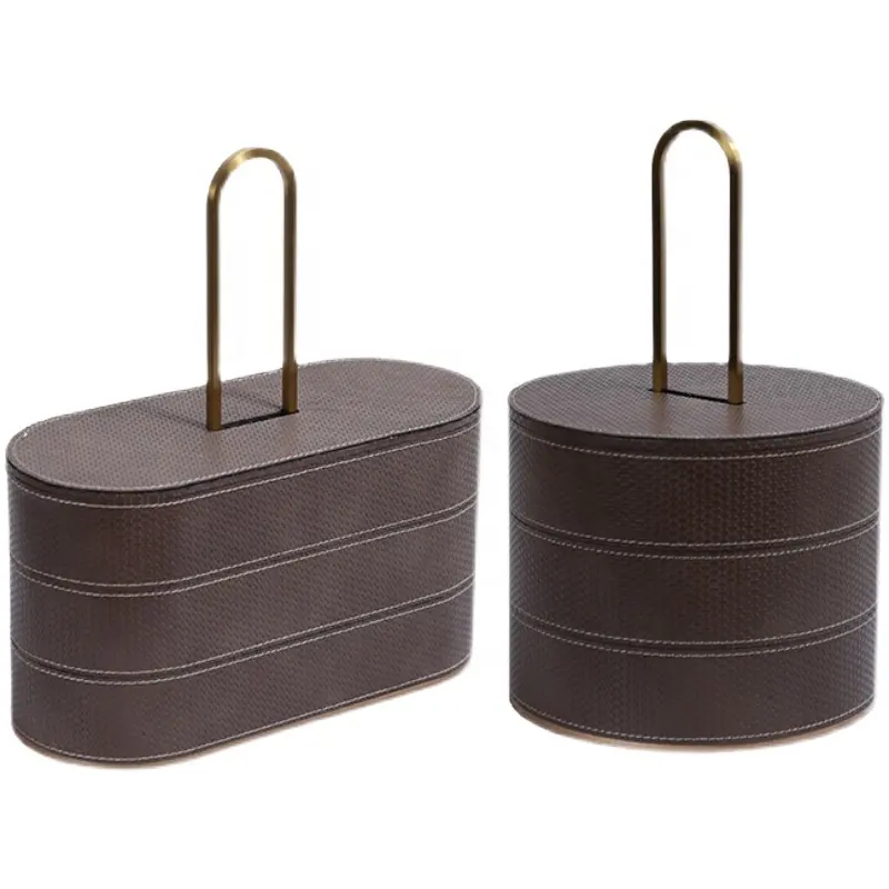 Leder MDF Metall Wohn accessoires einfacher Stil Brauner Schmuck Geschenk Dekorative Aufbewahrung sbox
