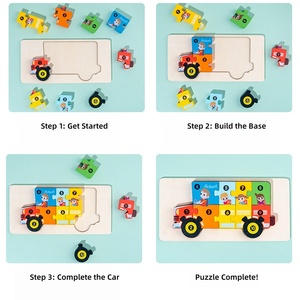 Nouveau Design Montessori 22 Styles en Bois, Puzzle 3D Dinosaure <span class=keywords><strong>Voiture</strong></span>, Jeu <span class=keywords><strong>de</strong></span> Puzzles Pédagogiques Animaux - Product Image 5