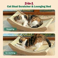 Hamac à gratter pour chat en sisal, lit et griffoir 2-en-1 pour chat, tapis en sisal naturel, structure en bois massif, protège les meubles