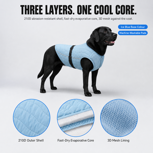 Gilet rafraîchissant par évaporation pour <span class=keywords><strong>chien</strong></span> avec coussinets de poitrine amovibles, 3 couches absorbantes et essorable sans réfrigération pour les promenades estivales et les voyages - Product Image 3