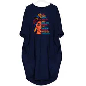 Dress Pocket Dresses Big Size 3XL 4XL 5XL Women Summerアフリカ女性のためのWith Pocket Letter Printing
