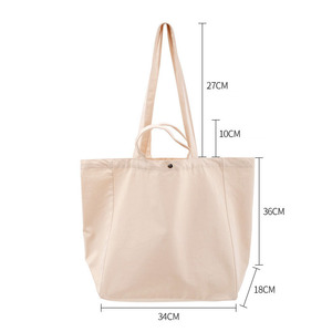 Sac fourre-tout en <span class=keywords><strong>toile</strong></span> personnalisé à double poignée, grand sac à bandoulière pour femmes avec poche intérieure zippée - Product Image 3