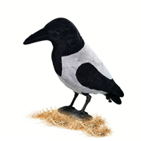 Décoy réaliste en forme de corbeau floqué, avec piquet de sol, léger, en PE, dissuasif pour oiseaux, pour extérieur, jardin, cour, 38 cm