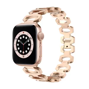 Pulseira de relógio inteligente luxuosa de 304, aço inoxidável, bracelete de metal para iwatch séries apple watch