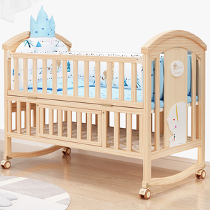 Cunas <span class=keywords><strong>de</strong></span> bebé <span class=keywords><strong>de</strong></span> madera maciza multifuncional ajustable portátil <span class=keywords><strong>de</strong></span> alta calidad, mosquitera, cómoda cama para dormir infantil - Product Image 4