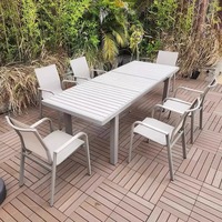 Table de terrasse et banc, mobilier d'extérieur, bureau rectangulaire en métal, tables en bois et plastique, ensemble de tables de restaurant multi-joueurs, grande table