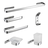 Ensemble de cinq supports muraux pour serviettes de salle de bain en acier inoxydable