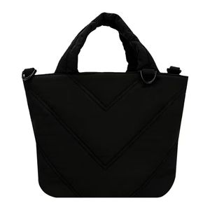 Lightweight Padded Puffer <b>Tote</b>/Crossbody Bag with Elastic Side Pocket and Zipper - Product Image 3