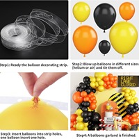Kit de guirlande de ballons de fête de construction, ballons orange et noir à confettis, ballons en latex pour anniversaire, fournitures pour la décoration de fête