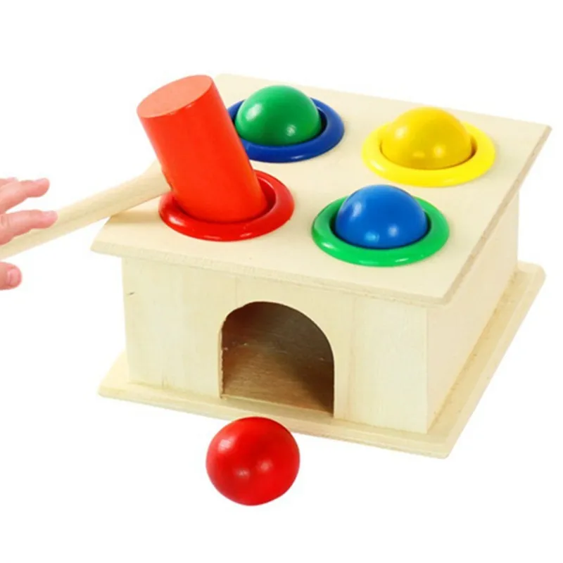 Montessori palla da martellare in legno gioco bussare giocattoli per apprendimento precoce gioco martello giocattolo educativo per bambini