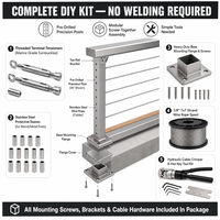 Système de balustrade et main courante en acier inoxydable à montage supérieur pour escaliers, avec câbles, pour usage extérieur DIY