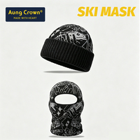 Bonnet tricoté tendance en gros, masque de ski intégral à deux trous pour adulte, cagoule personnalisée avec logo sur mesure