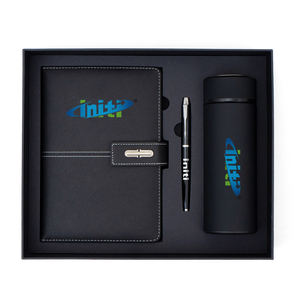 定制Pu皮革笔记本企业礼品套装A5日记本批发促销豪华商务礼品笔记本带笔 - Product Image 1