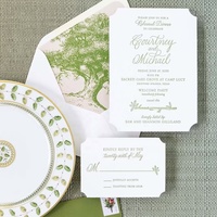 Cartes d'invitation de mariage personnalisées en papier d'art gaufré, écologiques et recyclables, impression typographique, 100 pièces MOQ