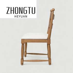 Hotel moderno ristorante francese <span class=keywords><strong>Vintage</strong></span> mobili caffè sala da pranzo in legno di quercia massello schienale alto banchetto sedia da pranzo per Hotel - Product Image 3