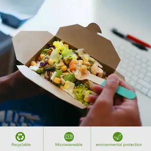 Compostable 2 bölme kutusu Kraft kağit kutu gıda hizmet için çevre dostu tek kullanımlık sofra