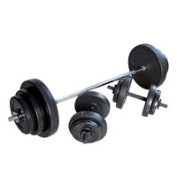 Ensemble d'haltères en ciment réglables et portables de 50 kg, 2 poignées de barre, 16 disques de musculation, construction en acier chromé, unisexe, fitness