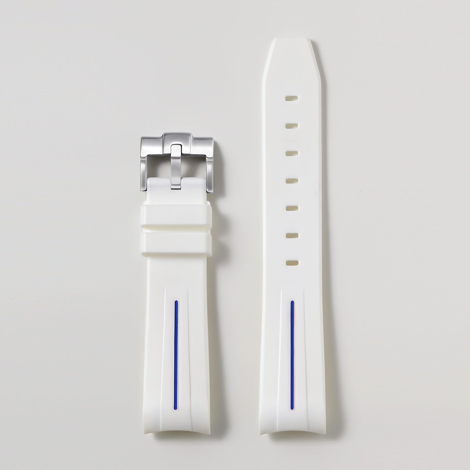 Ligne blanche + bleue + boucle argentée