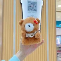 Porte-clés en peluche ours mignon avec écharpe, poupée en peluche de dessin animé, pendentif de sac, jouet pour machine à griffes, breloque de sac à dos, cadeau, vente en gros