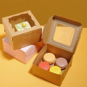 Boîte à pâtisserie en <span class=keywords><strong>carton</strong></span> blanc de qualité <span class=keywords><strong>alimentaire</strong></span> personnalisée, boîte à gâteau jetable carrée avec fenêtre - Product Image 3