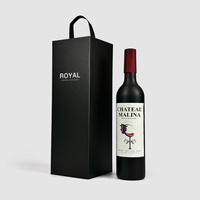 Boîte cadeau pour vin en papier rigide de luxe avec poignée, logo personnalisé, pliable, avec feuille d'or magnétique, pour vodka, whisky, bière, tequila