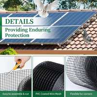 Jaring Kawat Anti Burung untuk Panel Surya 6 Inci 1.5mm, Lapisan PVC Hitam, Pelindung Burung Merpati dan Hama untuk Panel PV Surya