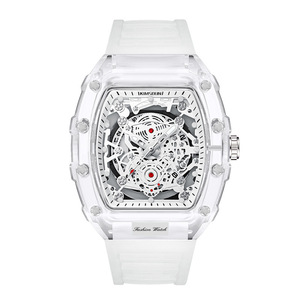 Montre à quartz personnalisée en forme de tonneau de vin, écologique, pour le commerce international transfrontalier, montre transparente tendance pour homme - Product Image 4