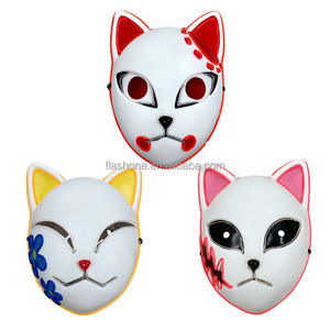 Masque lumineux Led masque lumineux Cosplay renard chat fête masques chat visage <span class=keywords><strong>horreur</strong></span> masque bande dessinée Cosplay adultes - Product Image 2