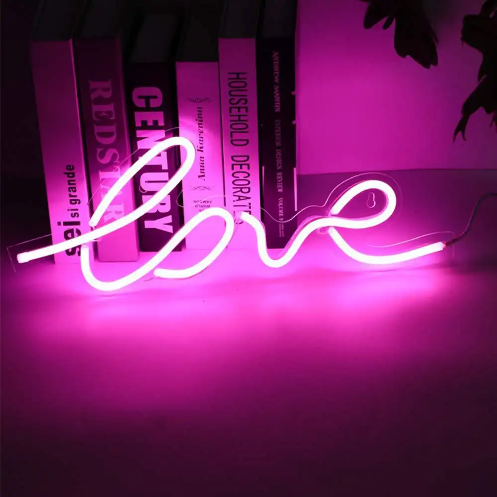 Led Neon Light Love & Peach Wall Art Sign Bedroom Decor Hanging Night Lamp Home Party Holiday Decor Xmas Gift
