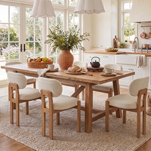 Juego de 2 Sillas de Comedor de Madera Maciza Tapizadas en Chenilla Estilo Rústico para Restaurante y Sala de Estar - Product Image 1