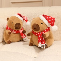 Peluche Capybara de Noël avec bonnet et écharpe de Père Noël, jouet en peluche doux, poupée animal en peluche mignonne, cadeau de Noël pour enfants et amis
