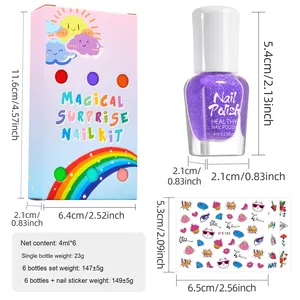 12 Color Kids Gel Nail Polish <b>Set</b> Water Based Peelable Non Toxic Quick Dry Rainbow Cartoon LED Cure for Toddlers Age 3 Plus - Product Image 5