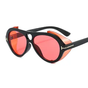 2023 톰 최고의 고품질 포드 남성 안전 태양 그늘 안경 새로운 패션 플라스틱 uv400 빈티지 라운드 바이커 이상한 선글라스