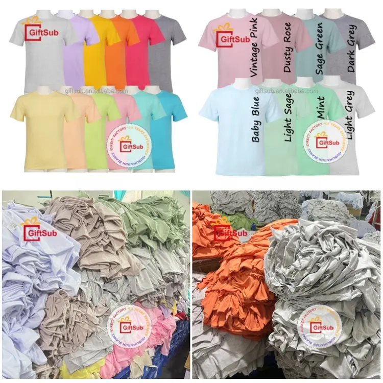 Promosyon T-shirt Polyester süblimasyon boş gömlek düz Polyester pamuklu Pastel renk T shirt süblimasyon baskı