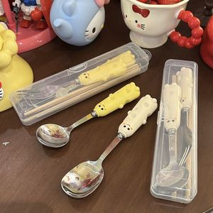 Cheese Spoon And Fork Set Stainless Steel Non Slip Cute Cartoon Design For Kids And Students Portable Cutlery - Product Image 3