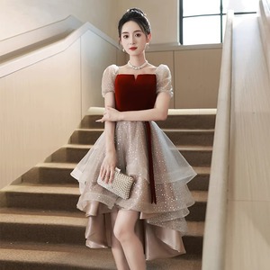 Vestido <span class=keywords><strong>de</strong></span> Novia Rojo Vino, Corto, Ligero, <span class=keywords><strong>de</strong></span> Lujo, Nuevo, para Boda, Compromiso, Informal - Product Image 1
