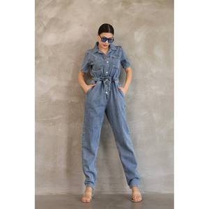 Overol de Mezclilla para Mujer, Cintura Elástica, 100% Algodón, Lavable, Estilo Simple - Product Image 4